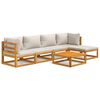 vidaXL 6-tlg. Garten-Lounge-Set mit Hellgrauen Kissen Massivholz