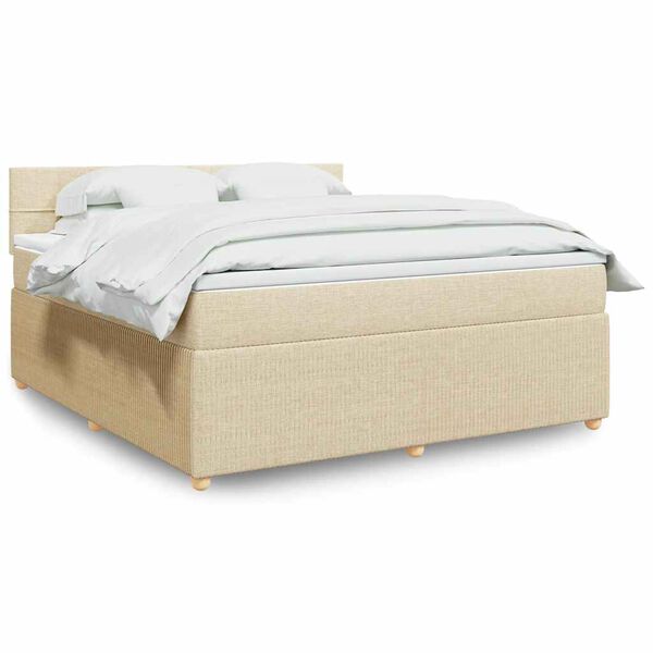 vidaXL Boxspringbett mit Matratze Creme 180x200 cm Stoff