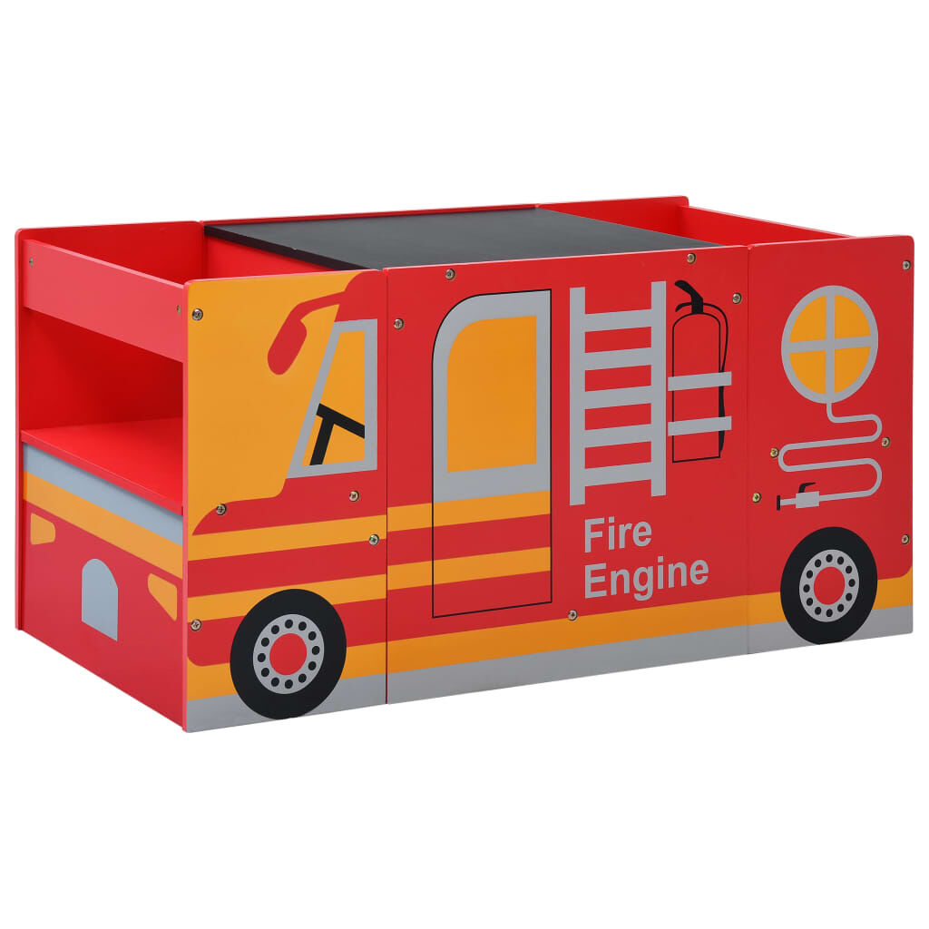 Feuerwehrauto-Design Kinderstuhl Kindermöbel vidaXL Holz Kindertisch Set 3tlg 