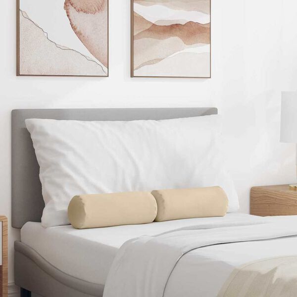 vidaXL Bolsterkissen 2 St&uuml;ck Creme &Oslash; 15 x 40 cm Mikrofaserstoff