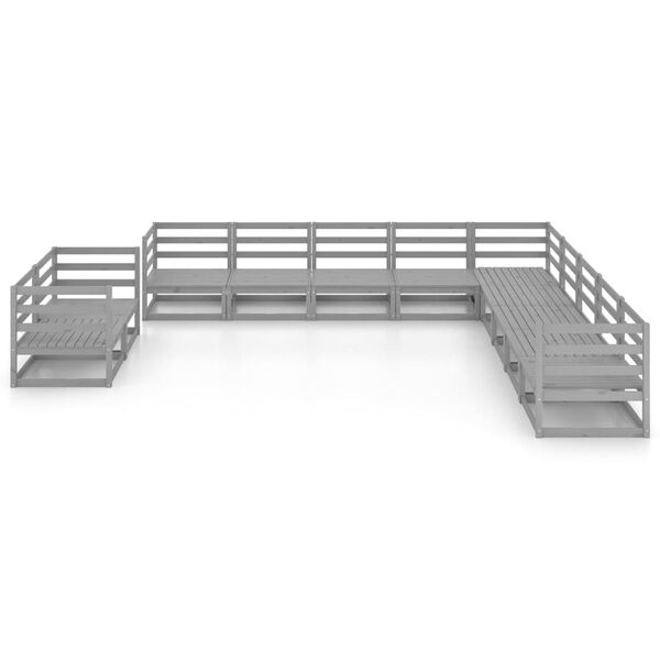 vidaXL 11-tlg. Garten-Lounge-Set Grau Kiefer Massivholz