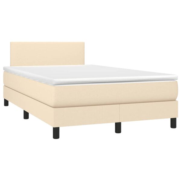 vidaXL Boxspringbett mit Matratze Creme 120x190 cm Stoff