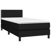 vidaXL Boxspringbett mit Matratze & LED Schwarz 90x200 cm Stoff