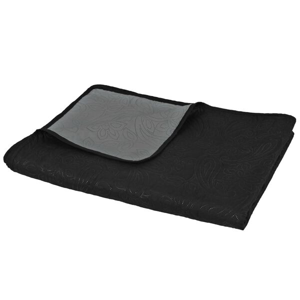 vidaXL Zweiseitige Tagesdecke Gesteppt 230 x 260 cm Grau und Schwarz