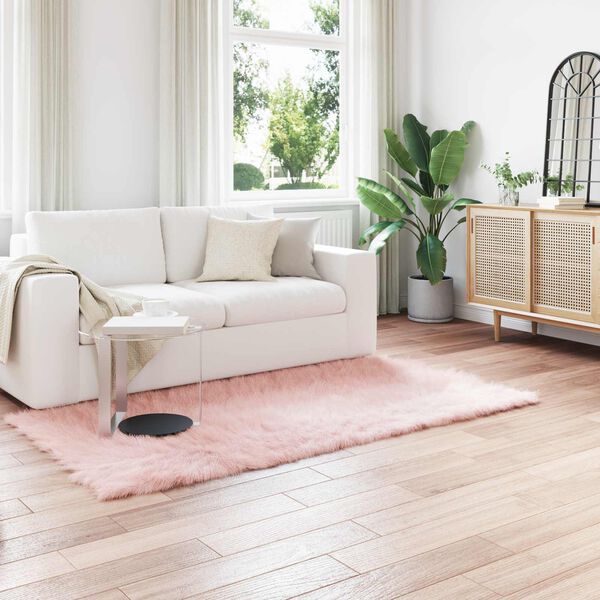 vidaXL Kunstschaffell Teppich Tafalla Rosa 100 x 200 cm Polyester