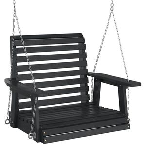 vidaXL Garten-H&auml;ngestuhl mit Metallketten Schwarz Massivholz Tanne