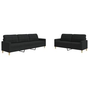 vidaXL 2-tlg. Sofagarnitur Schwarz Stoff