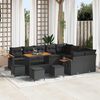 vidaXL Garten-Sofa-Set mit Kissen mit Speicher Schwarz Poly Rattan