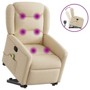 vidaXL Massagesessel mit Aufstehhilfe Creme Stoff