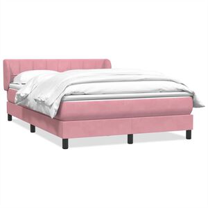 vidaXL Boxspringbett mit Matratze Rosa 160x220 cm Samt