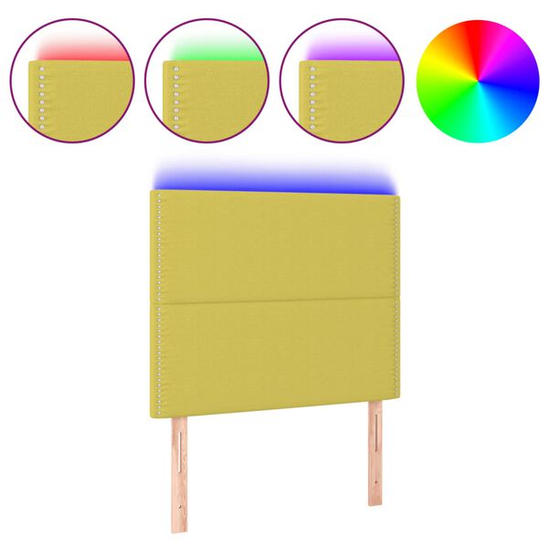 vidaXL LED Kopfteil Gr&uuml;n 80x5x118/128 cm Stoff