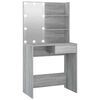 vidaXL Schminktisch mit LED Grau Sonoma 74,5x40x141 cm