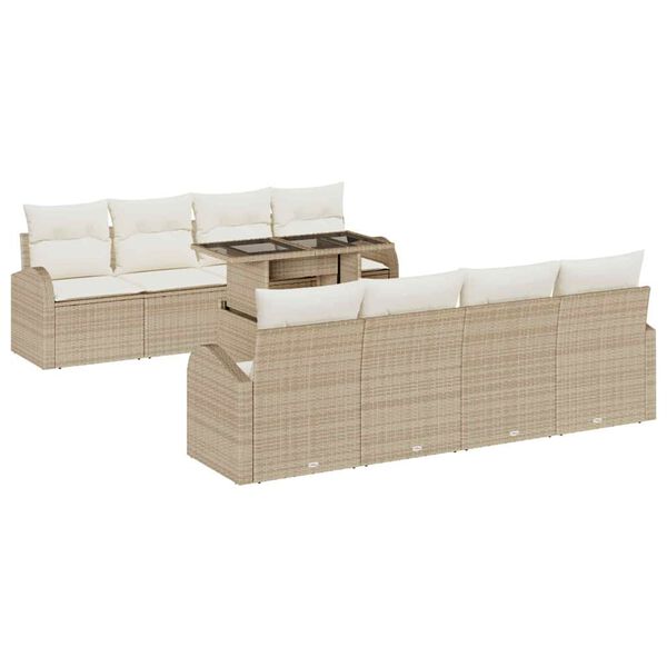 vidaXL Garten-Sofa-Set mit Kissen 7 pcs Beige Poly Rattan