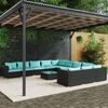 vidaXL 12-tlg. Garten-Lounge-Set mit Kissen Poly Rattan Schwarz