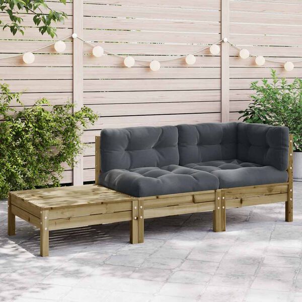 vidaXL Gartensofa mit Kissen und Fu&szlig;hocker Kiefernholz Impr&auml;gniert