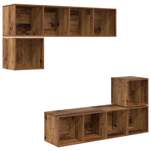 vidaXL TV-Schrankset Wandmontiert 4 pcs Altholz Holzwerkstoff