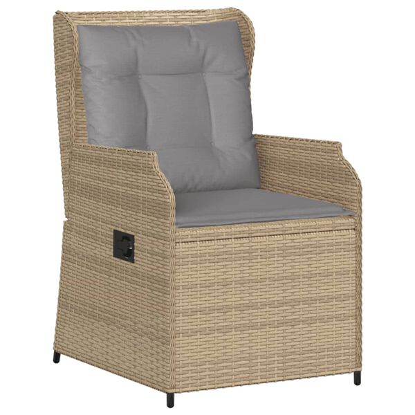 vidaXL Gartensessel mit Kissen 2 Stk. Verstellbar Beige Poly Rattan