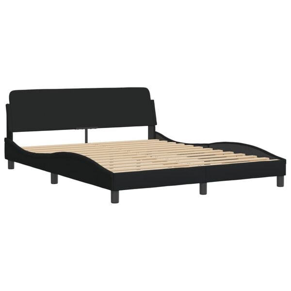 vidaXL Bett mit Matratze "Hvar" Schwarz 160x200 cm Stoff