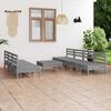 vidaXL 8-tlg. Garten-Lounge-Set Grau Kiefer Massivholz