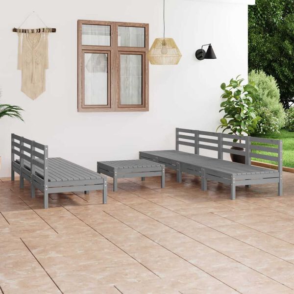 vidaXL 8-tlg. Garten-Lounge-Set Grau Kiefer Massivholz