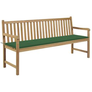 vidaXL Gartenbank mit Gr&uuml;ner Auflage 175 cm Massivholz Teak