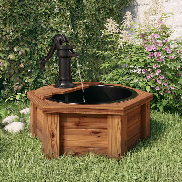 vidaXL Gartenbrunnen mit Pumpe 57x57x53 cm Massivholz Tanne