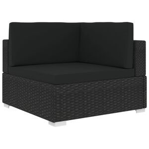 vidaXL Modular-Sofa-Eckteil 1 Stk. + Auflagen Poly Rattan Schwarz