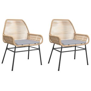 vidaXL Gartenst&uuml;hle 2 Stk. mit Kissen Braun Poly Rattan