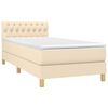 vidaXL Boxspringbett mit Matratze & LED Creme 90x190 cm Stoff