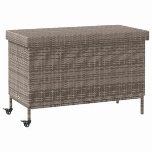 vidaXL Gartentruhe mit Rollen Grau 110x55x73 cm Poly Rattan