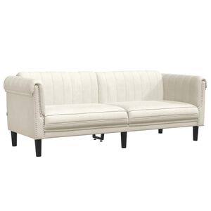 vidaXL Sofa 3-Sitzer Creme Samt