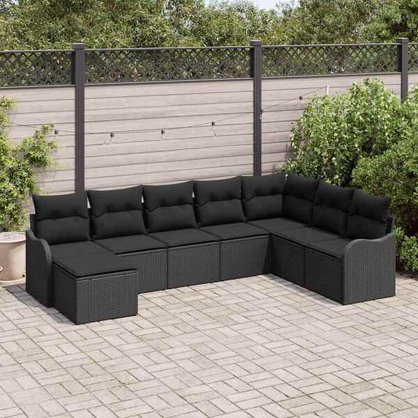 vidaXL Gartensofa-set 8 pcs Schwarz Poly-Rattan