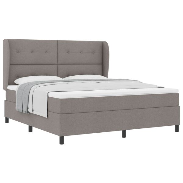 vidaXL Boxspringbett mit Matratze Taupe 180 x 200 cm Stoff