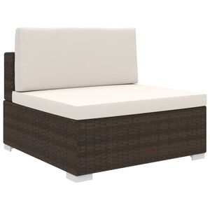 vidaXL Modular-Sofa-Mittelteil 1 Stk. + Auflagen Poly Rattan Braun