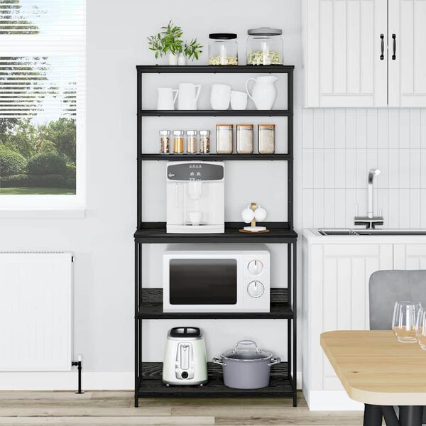 vidaXL K&uuml;chenregal Schwarz Eichen-Optik 80 x 40 x 168 cm Holzwerkstoff