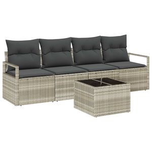 vidaXL Sofa Set 5 pcs Hellgrau und Dunkelgrau Poly-Rattan