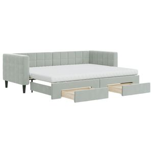 vidaXL Tagesbett Ausziehbar mit Schubladen Hellgrau 80x200 cm Samt