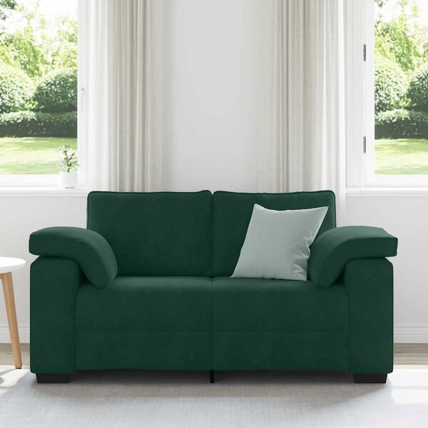 vidaXL Zweisitzer-Sofa Dunkelgr&uuml;n 160x77x82 cm Samt
