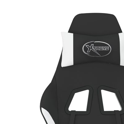 vidaXL Gaming-Stuhl mit Massage & Fußstütze Schwarz und Weiß Stoff