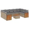 vidaXL 10-tlg. Garten-Sofagarnitur mit Kissen Beige Poly Rattan
