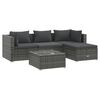 vidaXL 5-tlg. Garten-Lounge-Set mit Kissen Poly Rattan Grau