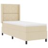 vidaXL Boxspringbett mit Matratze mit Kopfteil Creme 90 x 190 cm Stoff