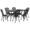 vidaXL Garten Essgruppe 7 pcs Schwarz Aluminium