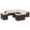 vidaXL 14-tlg. Garten-Sofagarnitur mit Kissen Braun Poly Rattan