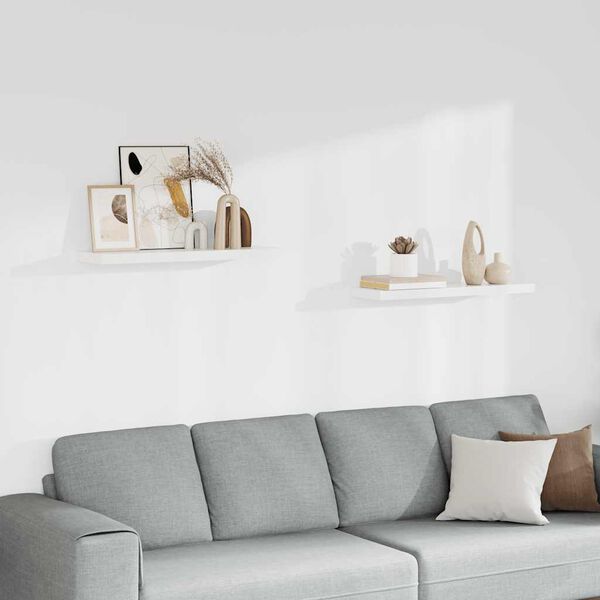 vidaXL Schweberegale 2 Stk. Wei&szlig; 80x23,5x3,8 cm MDF