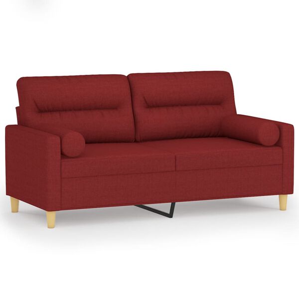 vidaXL 2-Sitzer-Sofa mit Kissen Weinrot 140 cm Stoff