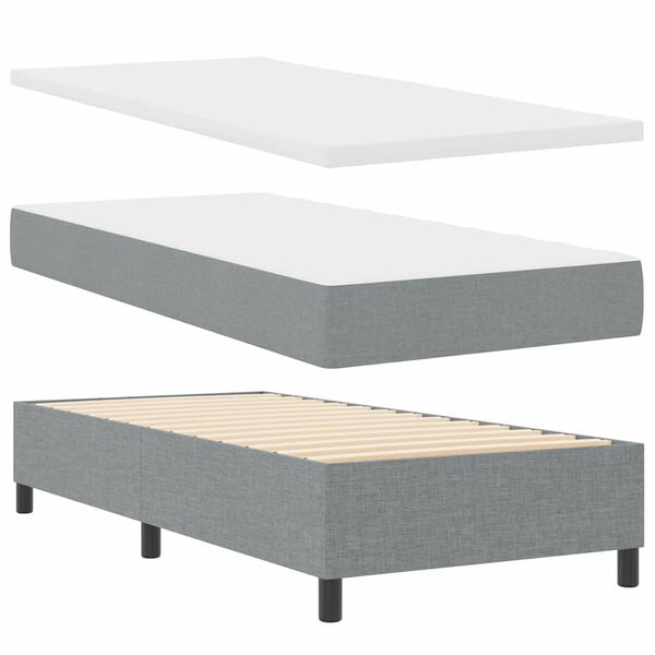 vidaXL Boxspringbett mit Matratze Hellgrau 90 x 190 cm Stoff