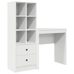 vidaXL Schreibtisch mit Schubladen mit Regal mit Speicher 2 pcs Wei&szlig;