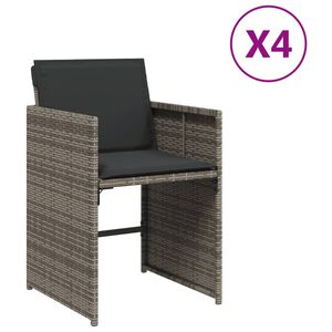 vidaXL Gartenst&uuml;hle mit Kissen 4 Stk. Grau Poly Rattan
