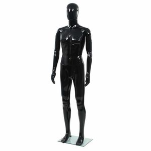 vidaXL M&auml;nnliche Schaufensterpuppe mit Glassockel Schwarz 185 cm